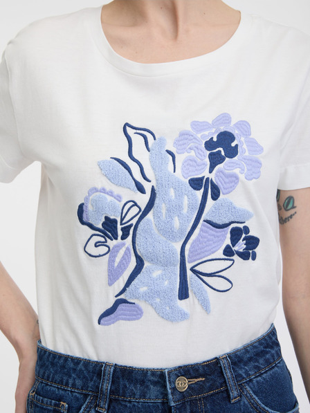 Orsay Weißes Damen-T-Shirt mit kurzen Ärmeln ORSAY