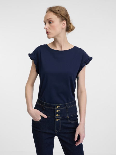 Orsay Dunkelblaues Kurzarm-T-Shirt für Frauen ORSAY