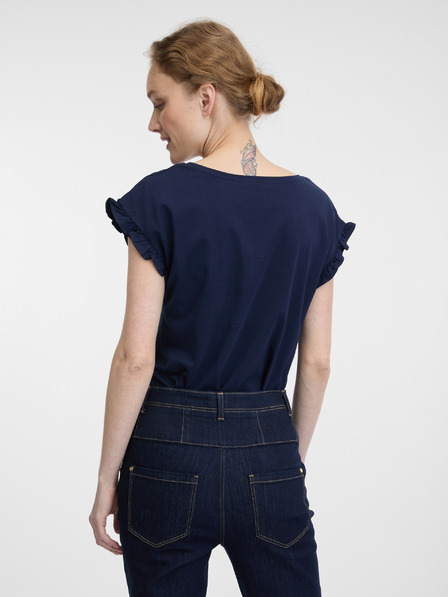 Orsay Dunkelblaues Kurzarm-T-Shirt für Frauen ORSAY