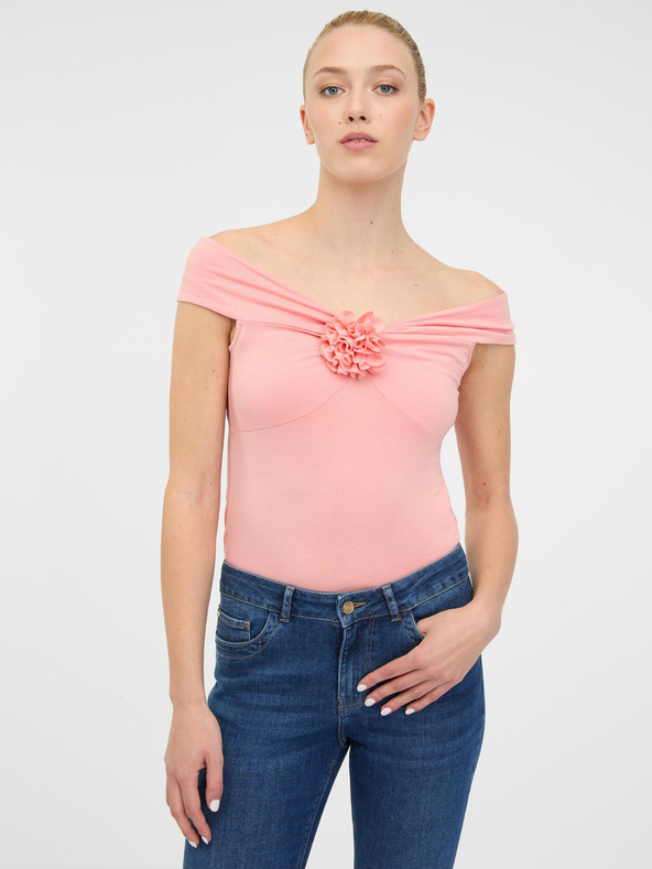 Orsay Hellrosa kurzärmeliges Damen-T-Shirt mit Applikation ORSAY