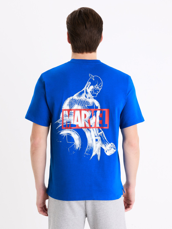 Celio Blaues Herren Celio Marvel Captain America T-Shirt bedruckt