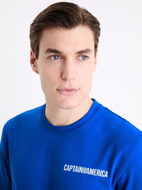 Celio Blaues Herren Celio Marvel Captain America T-Shirt bedruckt