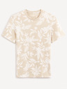 Celio Beigefarbenes Herren-Blumenhemd Celio