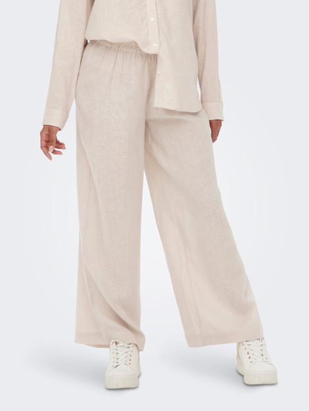 ONLY Cremefarbene weite Leinenhose ONLY Tokyo
