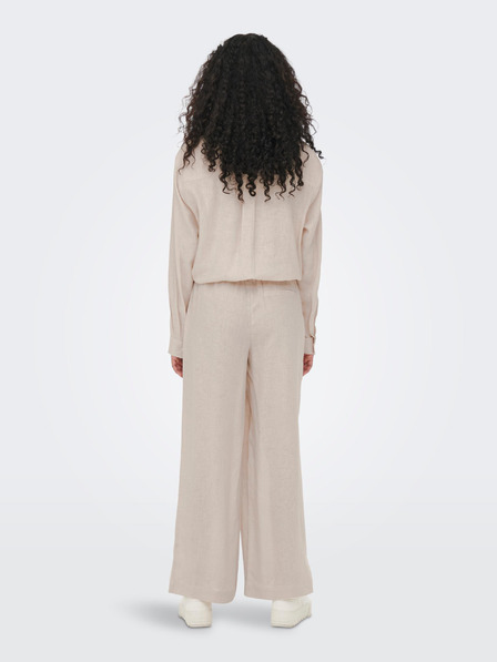 ONLY Cremefarbene weite Leinenhose ONLY Tokyo