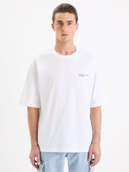 Celio Weißes Baumwoll-T-Shirt Celio Gesympa