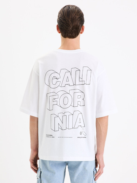 Celio Weißes Baumwoll-T-Shirt Celio Gesympa