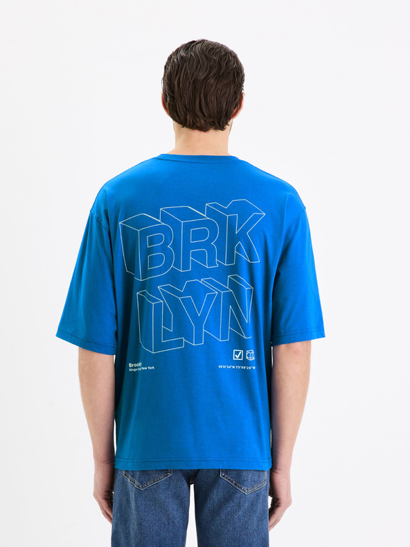 Celio Blaues Baumwoll-T-Shirt Celio Gesympa