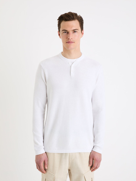 Celio Weißer Herren Celio henley Genicolo Pullover