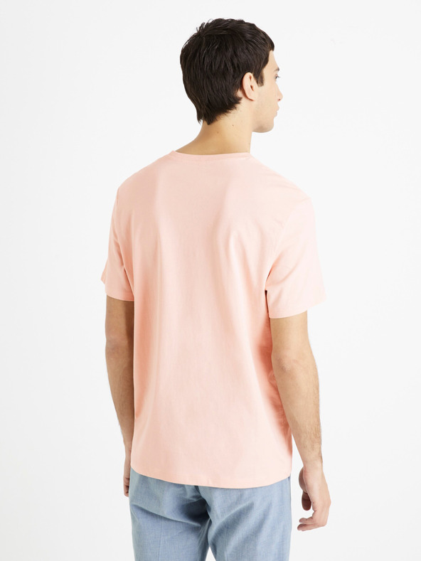 Celio Rosa Herren Basic-T-Shirt Celio Tebase
