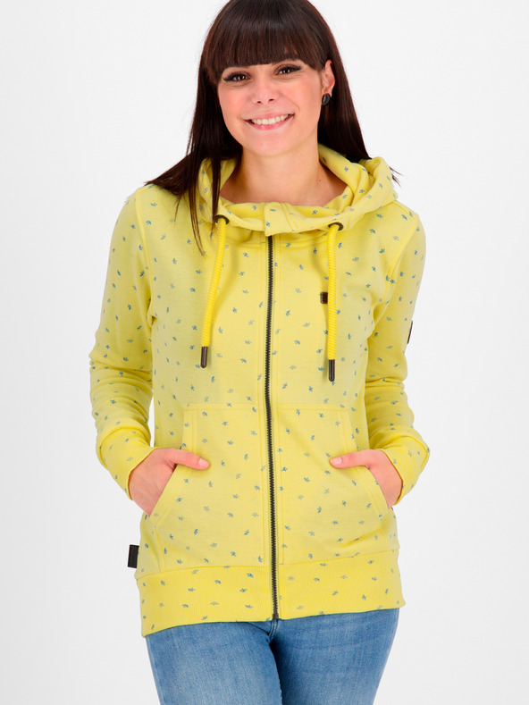 Alife and Kickin Gelber gemusterter Kapuzenpullover für Frauen Alife and Kickin
