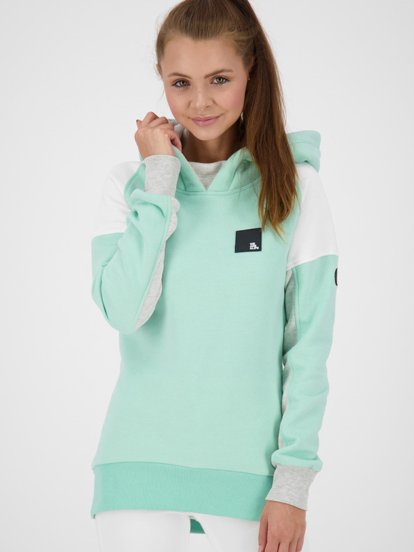 Alife and Kickin Grau-grüner Damen-Kapuzenpullover Alife and Kickin