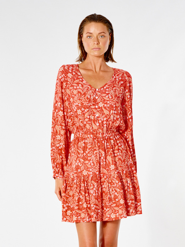 Rip Curl Rotes gemustertes Hemdkleid für Damen Rip Curl