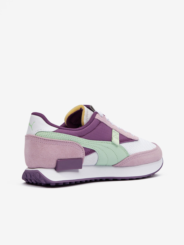 Puma Weiße und lila Damen-Turnschuhe mit Wildleder-Details Puma Future Rider Soft