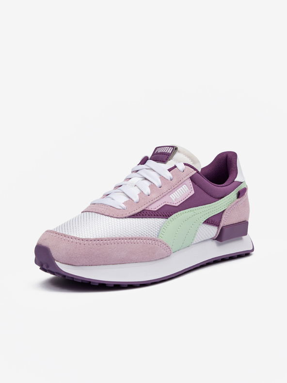 Puma Weiße und lila Damen-Turnschuhe mit Wildleder-Details Puma Future Rider Soft