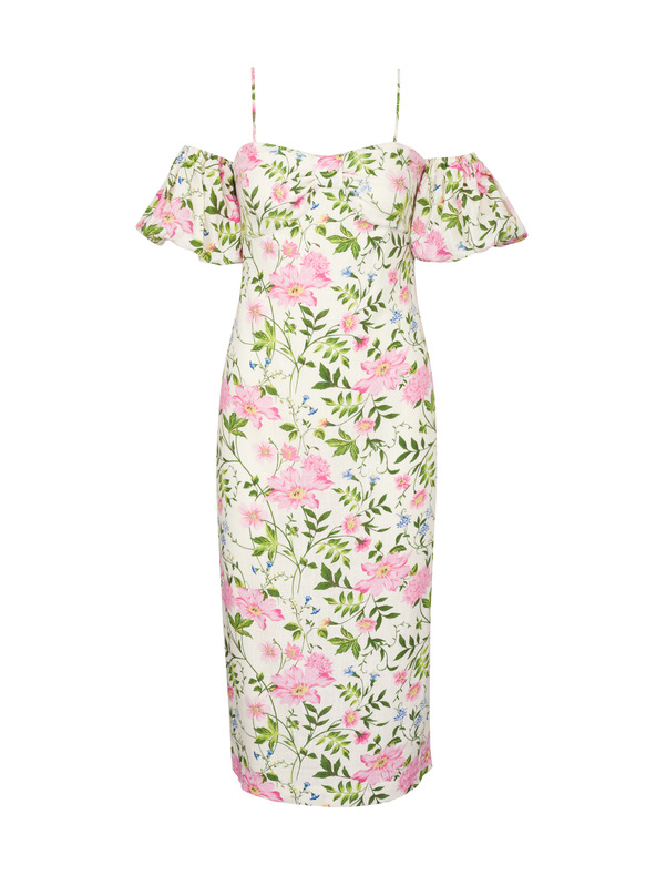 Orsay Cremefarbenes Damen-Midi-Kleid mit Leinen ORSAY