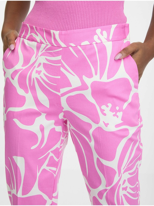 Orsay Rosa und weiß gemusterte Damenhose ORSAY