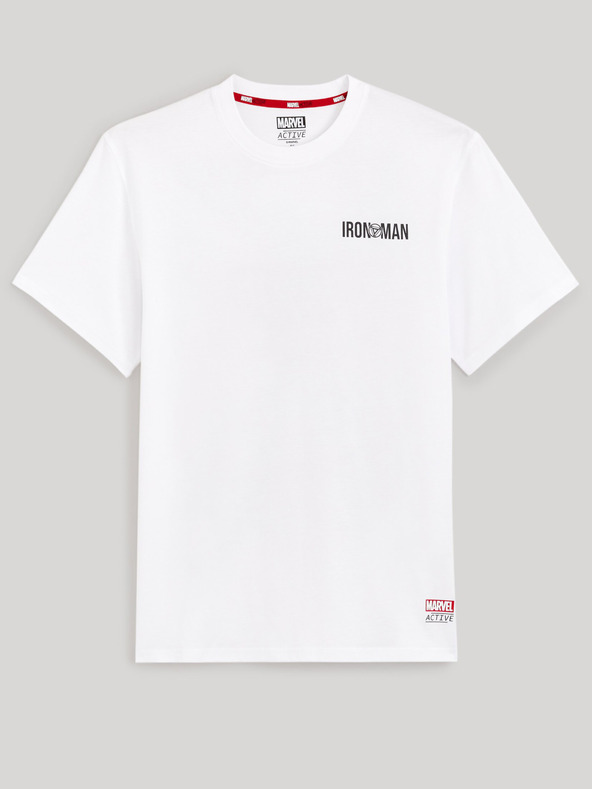 Celio Weißes Herren-T-Shirt mit Celio Marvel Iron Man-Aufdruck