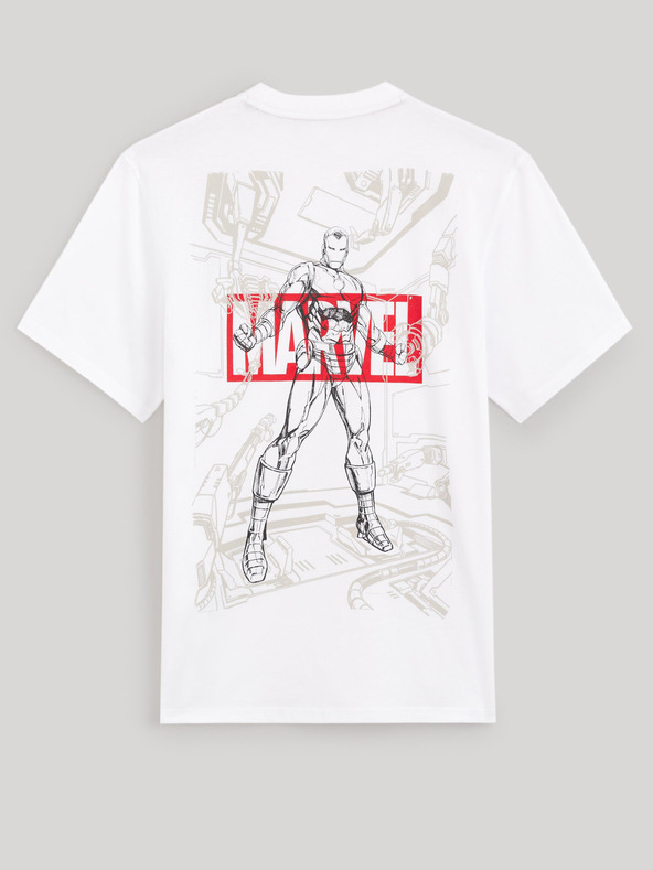 Celio Weißes Herren-T-Shirt mit Celio Marvel Iron Man-Aufdruck