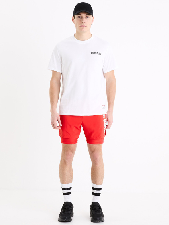 Celio Weißes Herren-T-Shirt mit Celio Marvel Iron Man-Aufdruck