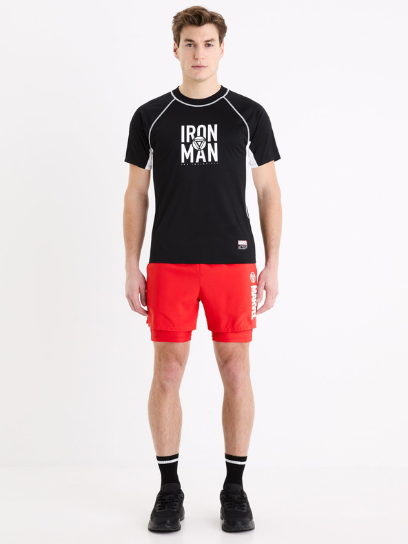 Celio Schwarzes Herren-Sport-T-Shirt Celio Marvel Iron Man