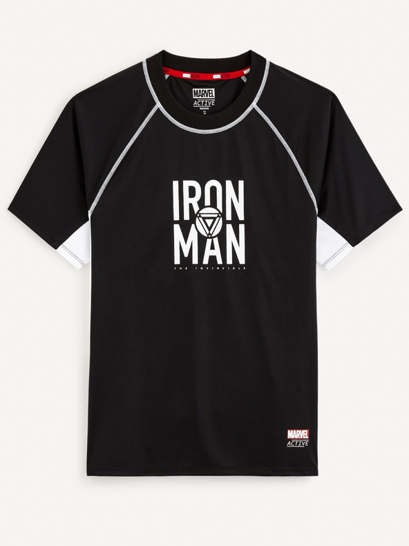 Celio Schwarzes Herren-Sport-T-Shirt Celio Marvel Iron Man
