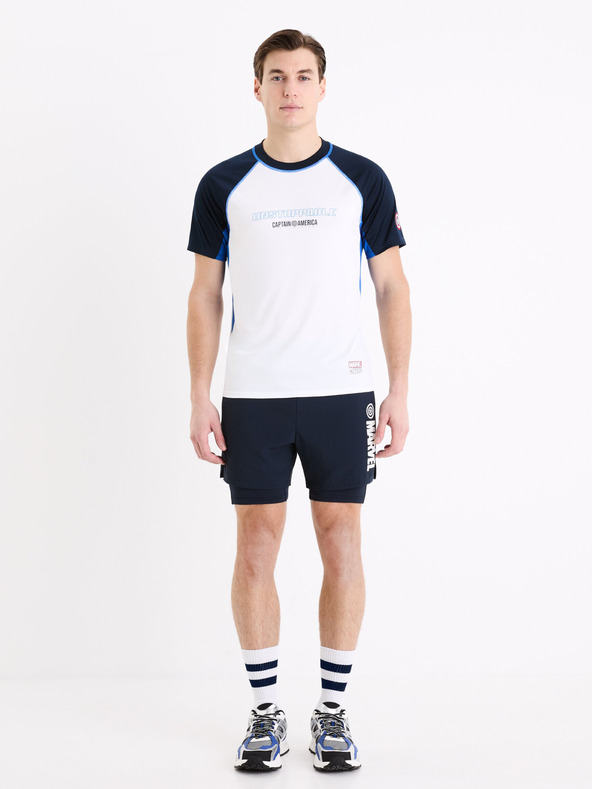 Celio Weißes Herren Celio Marvel Captain America Sport-Shirt