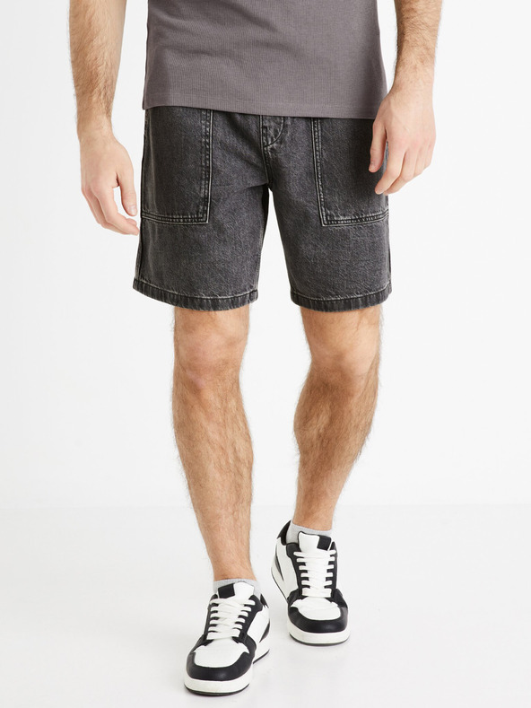 Celio Schwarze Denim-Shorts für Herren Celie Domalobm4