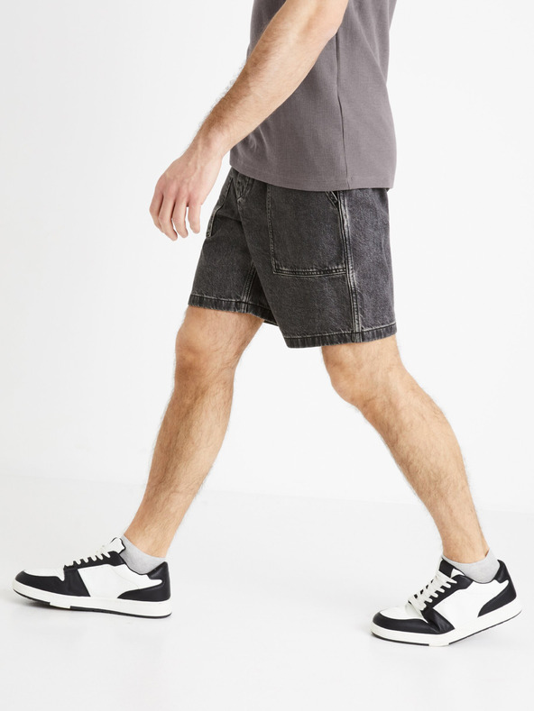 Celio Schwarze Denim-Shorts für Herren Celie Domalobm4
