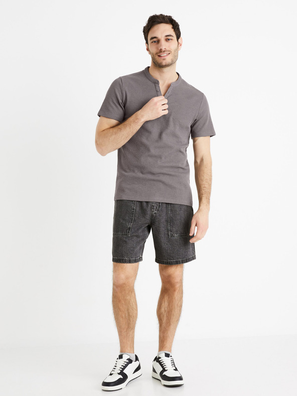 Celio Schwarze Denim-Shorts für Herren Celie Domalobm4