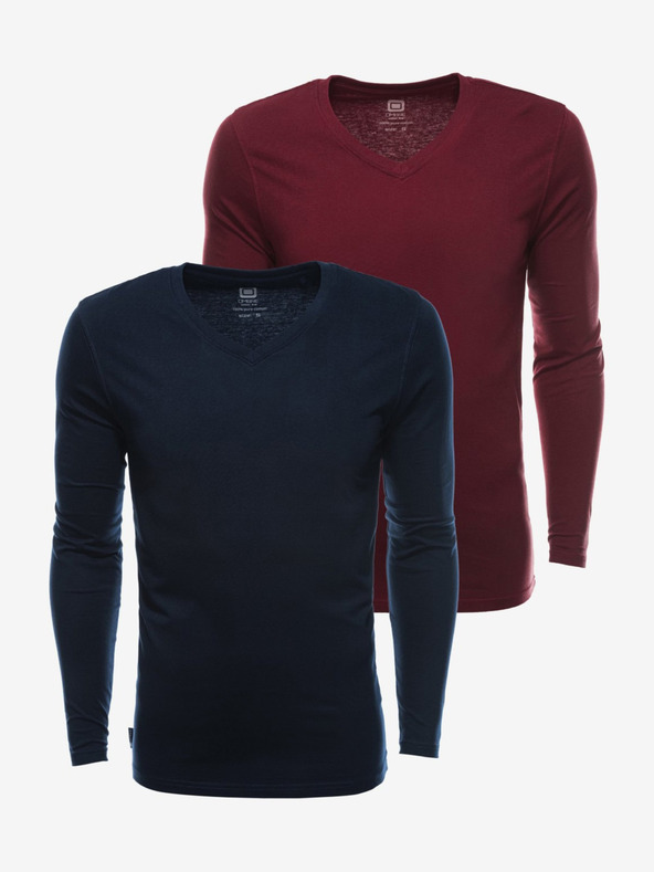 Ombre Clothing Zweier-Set Herren Basic-T-Shirts in Marineblau und Burgunderrot von Ombre Clothing
