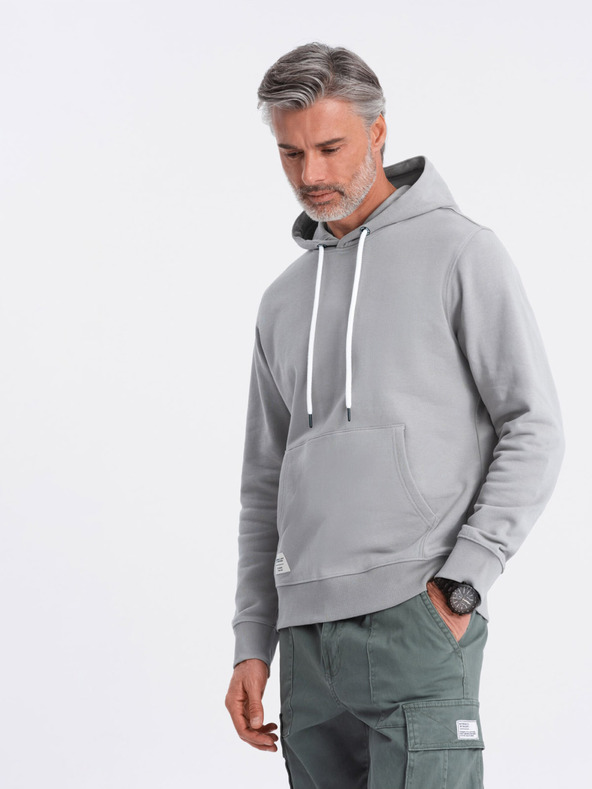 Ombre Clothing Grauer Herren-Kapuzenpullover mit Känguru und Kapuze Ombre Clothing