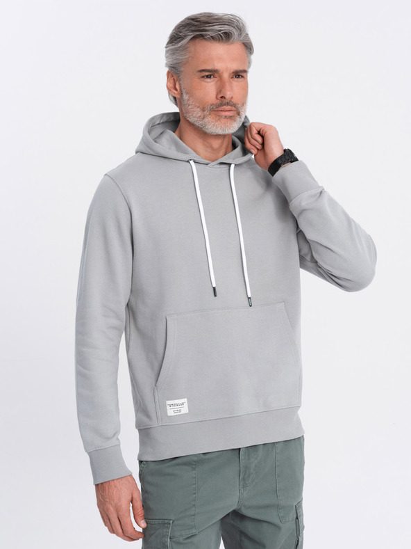 Ombre Clothing Grauer Herren-Kapuzenpullover mit Känguru und Kapuze Ombre Clothing