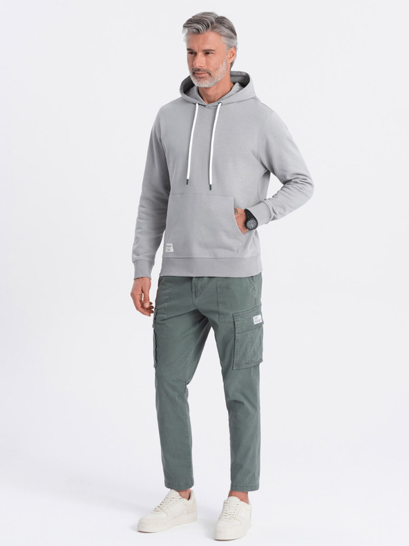 Ombre Clothing Grauer Herren-Kapuzenpullover mit Känguru und Kapuze Ombre Clothing