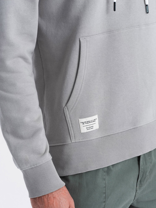 Ombre Clothing Grauer Herren-Kapuzenpullover mit Känguru und Kapuze Ombre Clothing