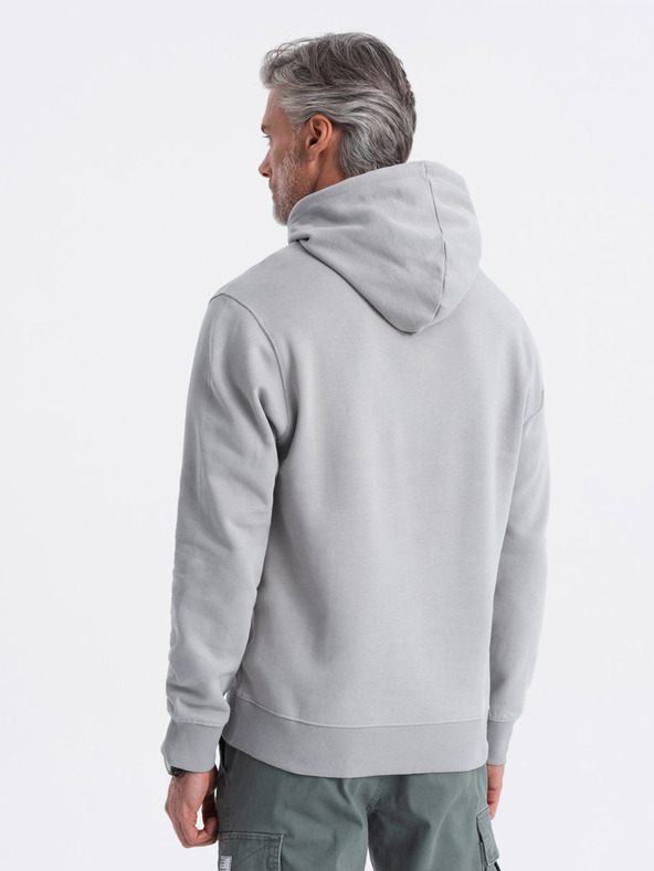 Ombre Clothing Grauer Herren-Kapuzenpullover mit Känguru und Kapuze Ombre Clothing