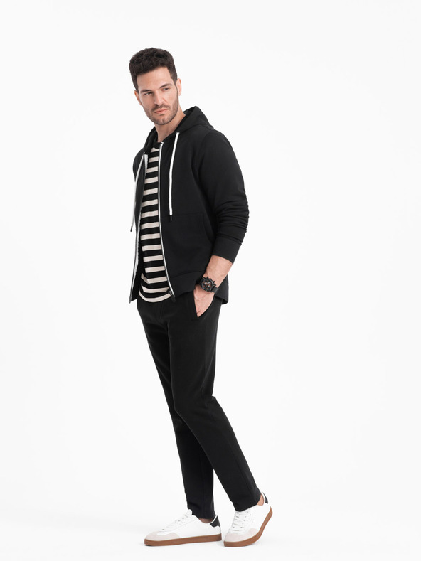 Ombre Clothing Schwarzer Herren-Basic-Kapuzenpullover mit Reißverschluss Ombre Clothing