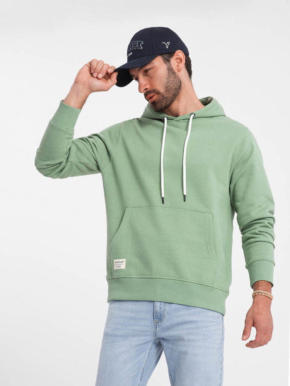Ombre Clothing Grünes Herren-Kapuzensweatshirt Ombre Clothing