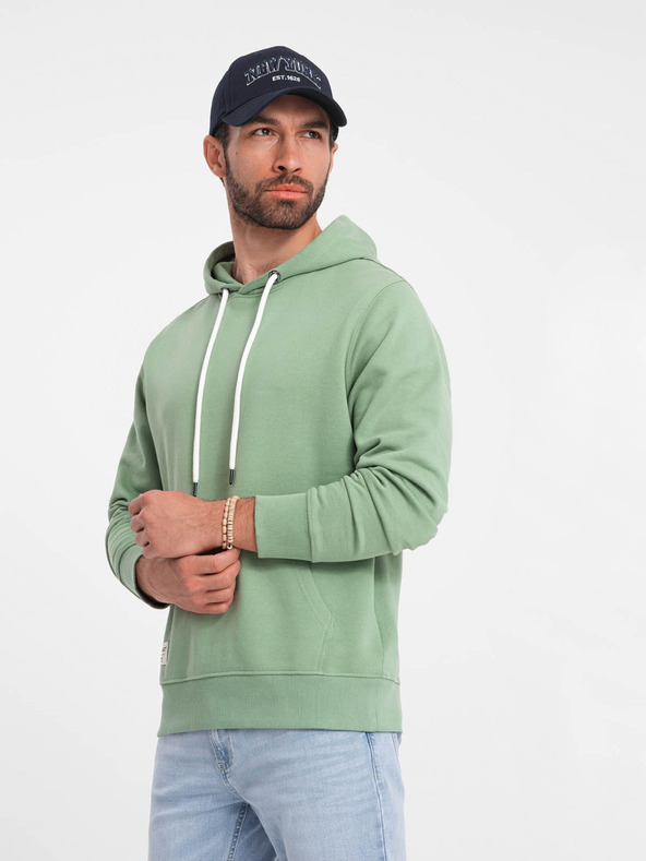 Ombre Clothing Grünes Herren-Kapuzensweatshirt Ombre Clothing