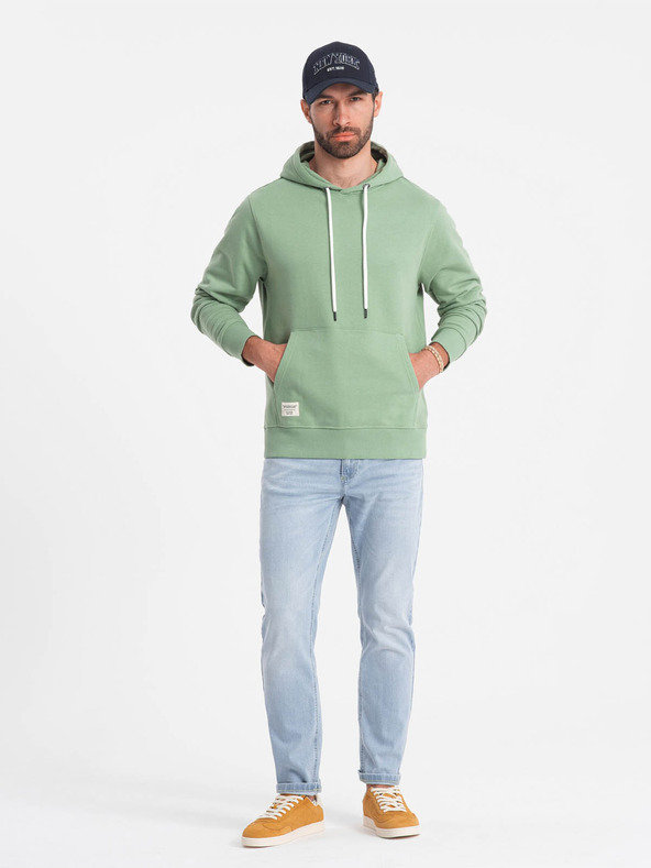 Ombre Clothing Grünes Herren-Kapuzensweatshirt Ombre Clothing