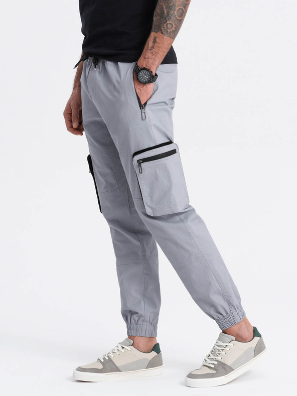 Ombre Clothing Hellgraue Herren-Cargo-Jogging-Hose Ombre Clothing