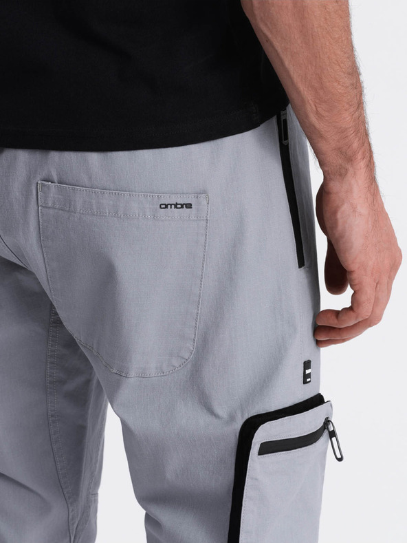 Ombre Clothing Hellgraue Herren-Cargo-Jogging-Hose Ombre Clothing