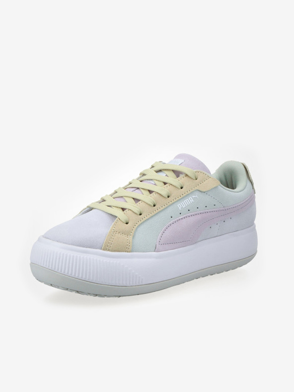 Puma Gelbe und graue Damen-Turnschuhe mit Wildleder-Details Puma Suede Mayu