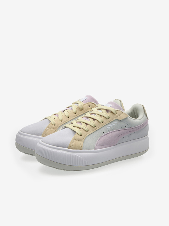 Puma Gelbe und graue Damen-Turnschuhe mit Wildleder-Details Puma Suede Mayu