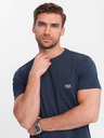 Ombre Clothing Dunkelblaues Herren-T-Shirt mit Tasche Ombre Clothing