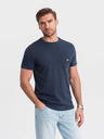 Ombre Clothing Dunkelblaues Herren-T-Shirt mit Tasche Ombre Clothing