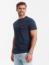 Ombre Clothing Dunkelblaues Herren-T-Shirt mit Tasche Ombre Clothing