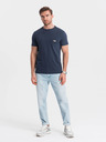 Ombre Clothing Dunkelblaues Herren-T-Shirt mit Tasche Ombre Clothing
