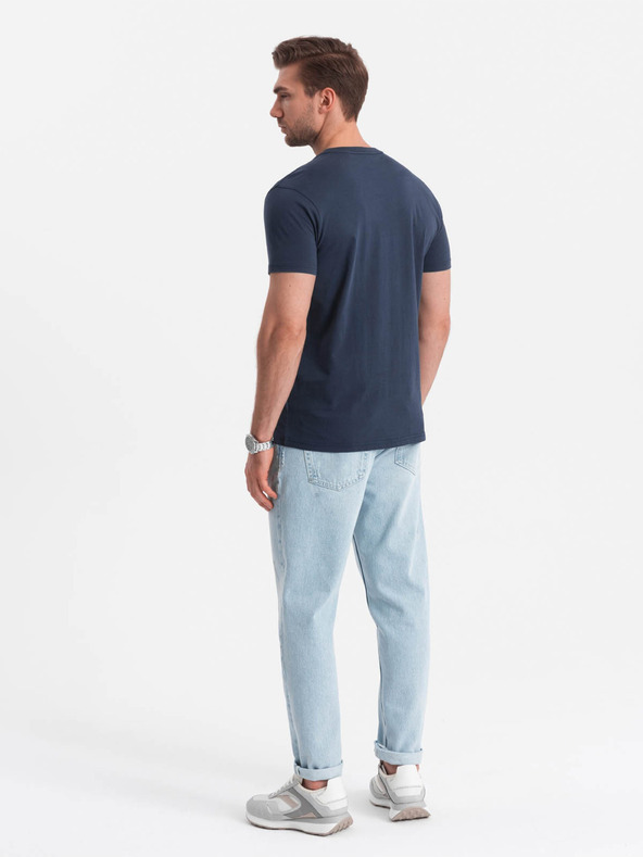 Ombre Clothing Dunkelblaues Herren-T-Shirt mit Tasche Ombre Clothing