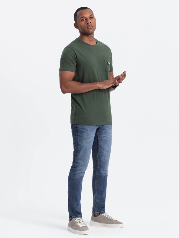 Ombre Clothing Grünes Herren-T-Shirt mit Tasche Ombre Clothing